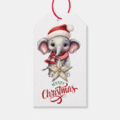 Schattigee Kerst Olifant Gold Star Cadeaulabel (Voorkant)
