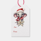 Schattigee Kerst Olifant Gold Star Cadeaulabel (Achterkant)
