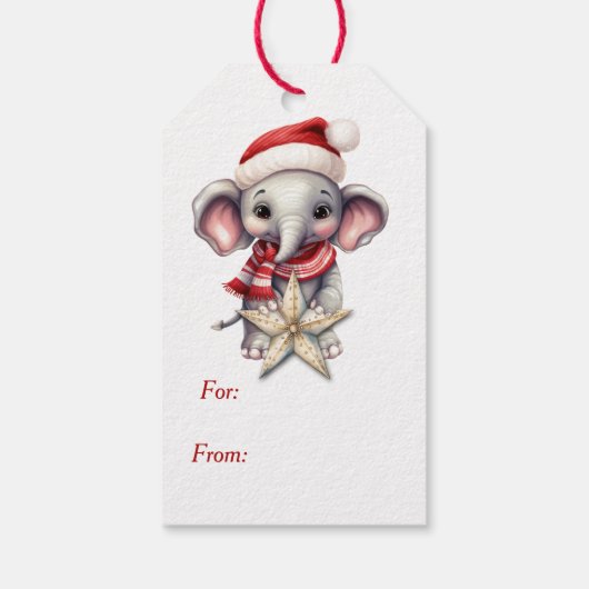 Schattigee Kerst Olifant Gold Star Cadeaulabel (Achterkant)