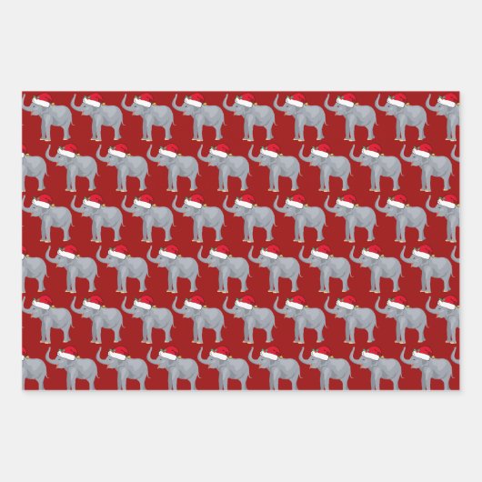 Schattigee Kerst Olifant Kinder Inpakpapier Vel (Voorkant 3)