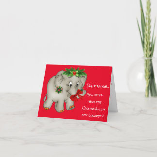 Schattigee kerst olifant vakantie Kaart