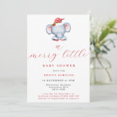 Schattigee Kerst Olifant Vrolijk klein Baby shower Kaart (Staand voorkant)