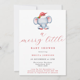 Schattigee Kerst Olifant Vrolijk klein Baby shower Kaart