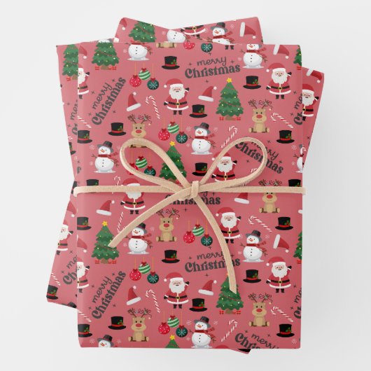 Schattigee kerst op donkerroze inpakpapier vel (In situ)