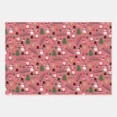 Schattigee kerst op donkerroze inpakpapier vel (Voorkant)