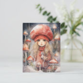 Schattigee kerst paddestoel Pixie Feestdagenkaart (Staand voorkant)