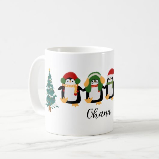 Schattigee kerst Penguin Igloo Waterverf Koffiemok (Voorkant links)