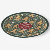 Schattigee kerst peperkoek man diepgroene borden papieren bordje (Gekanteld)