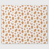 Schattigee kerst peperkoek man koekjes patroon cadeaupapier (Vlak)