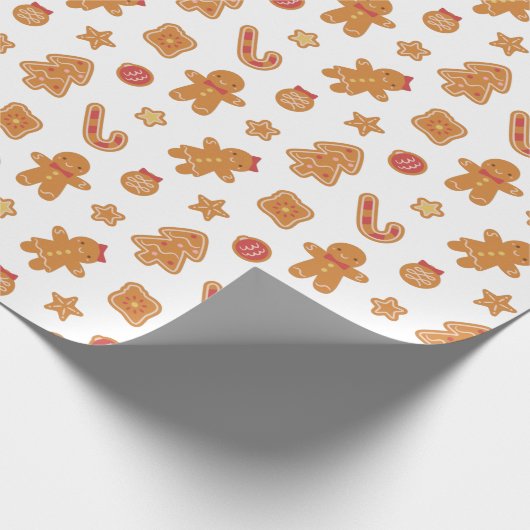Schattigee kerst peperkoek man koekjes patroon cadeaupapier (Hoek)
