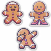 Schattigee kerst peperkoek Stickers (Voorkant)