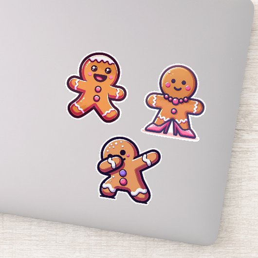 Schattigee kerst peperkoek Stickers (Detail)