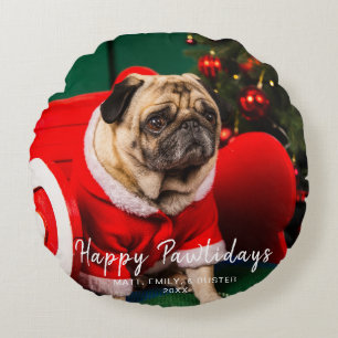 Schattigee Kerst Peppy Dog Pet Photo Lover Rood Gr Rond Kussen
