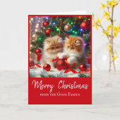 Schattigee Kerst Perzische Katten Vakantie Groet Kaart (Gele Bloem)