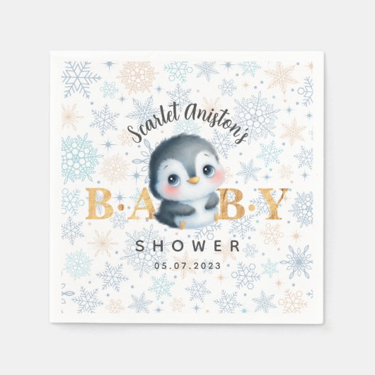 Schattigee kerst pinguïn Baby shower servetten (Voorkant)