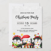 Schattigee kerst pinguïn feestuitnodiging kaart (Voorkant)