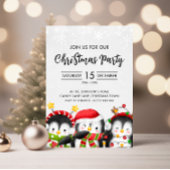 Schattigee kerst pinguïn feestuitnodiging kaart