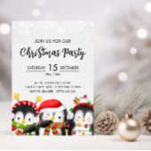 Schattigee kerst pinguïn feestuitnodiging kaart
