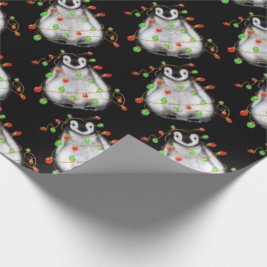 Schattigee Kerst Pinguïn vakantie juichen twinkle  Cadeaupapier (Hoek)