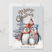Schattigee kerst pinguïns familie vakantie flat Ka (Voorkant)