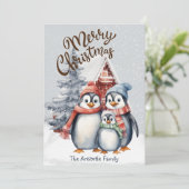 Schattigee kerst pinguïns familie vakantie flat Ka (Staand voorkant)