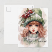 Schattigee kerst Pixie Feestdagenkaart (Voorkant / Achterkant)