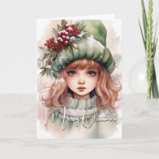 Schattigee kerst Pixie vakantie Kaart (Voorkant)