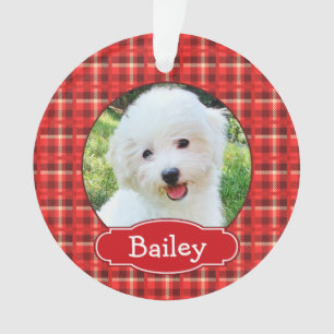 Schattigee Kerst Plaid Pet Portrait Ornament
