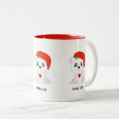 Schattigee kerst Polar Beer Cartoon Tweekleurige Koffiemok (Voorkant rechts)