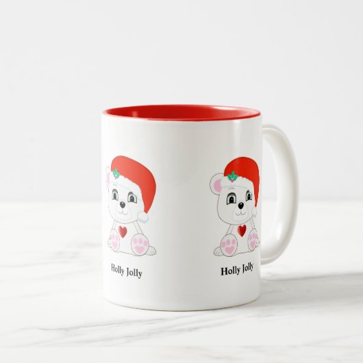 Schattigee kerst Polar Beer Cartoon Tweekleurige Koffiemok (Voorkant rechts)