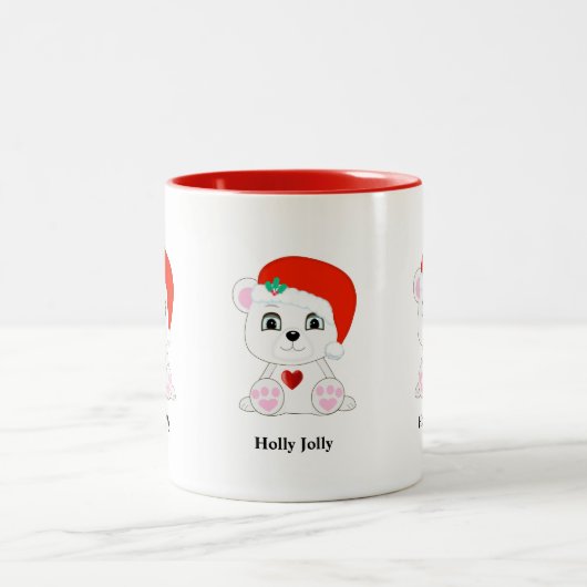 Schattigee kerst Polar Beer Cartoon Tweekleurige Koffiemok (Center)