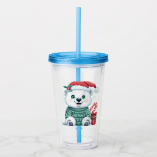 Schattigee kerst Polar Beer in feestelijke trui Acryl Drinkbeker