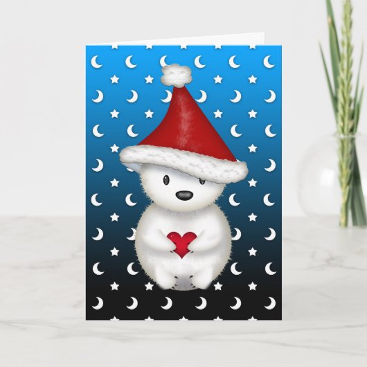 Schattigee Kerst Polar Beer met Hart Feestdagen Kaart (Voorkant)