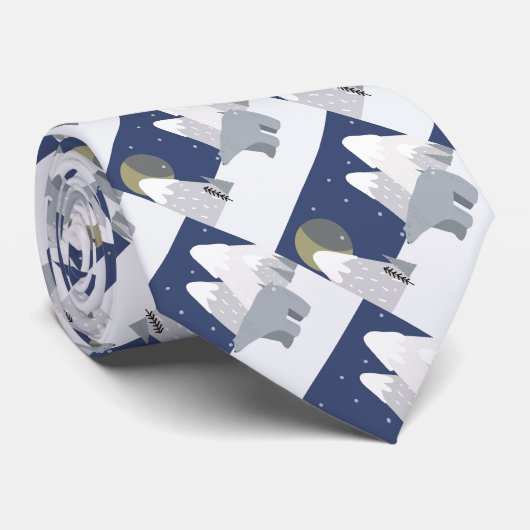 Schattigee Kerst Polar Beer Winter Snowy Scene Stropdas (Opgerold)