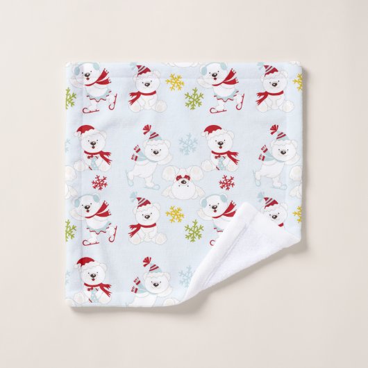 Schattigee kerst Polar Beren en sneeuwvlokken Bad Handdoek (Wasdoekje)