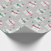 Schattigee Kerst Polar Beren op lichtgrijs Cadeaupapier (Hoek)