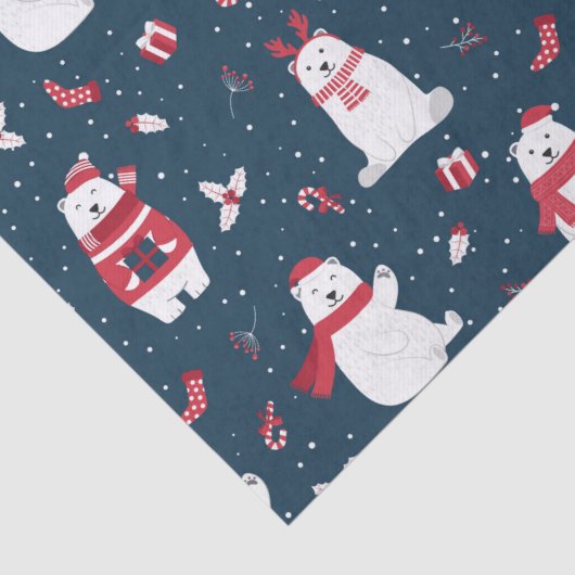 Schattigee kerst Polar Beren Winter Feestdagen Tissuepapier (Detail)