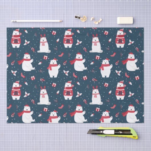 Schattigee kerst Polar Beren Winter Feestdagen Tissuepapier (Craft)