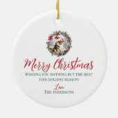 Schattigee kerst pomeraanse hond puppy Santa hoed Keramisch Ornament (Achterkant)