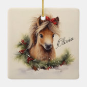 Schattigee kerst Pony met naam Keramisch Ornament (Achterkant)
