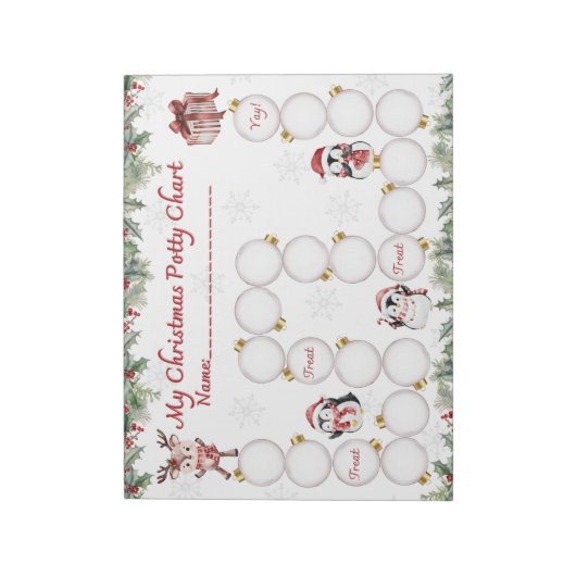 Schattigee Kerst Potty Training Chart Notitieblok (Linkerzijde)
