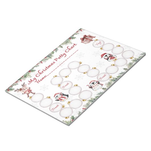 Schattigee Kerst Potty Training Chart Notitieblok (Schuin)