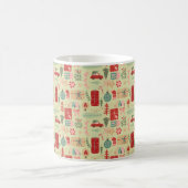 Schattigee Kerst Preppy Roze Mint Groene Illustrat Koffiemok (Center)