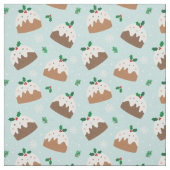 Schattigee kerst puddings op lichtblauw stof (Swatch)