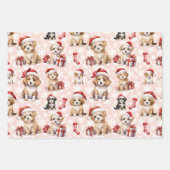 Schattigee Kerst Puppies en Kousen Inpakpapier Vel (Voorkant 2)