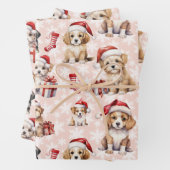 Schattigee Kerst Puppies en Kousen Inpakpapier Vel (In situ)