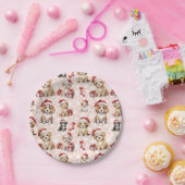 Schattigee Kerst Puppies en Kousen Papieren Bordje (Feest)