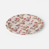 Schattigee Kerst Puppies en Kousen Papieren Bordje (Gekanteld)