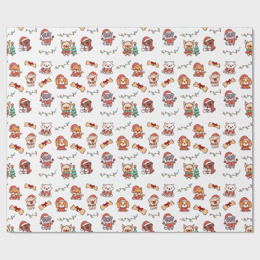 Schattigee kerst Puppies inpakpapier (Vlak)