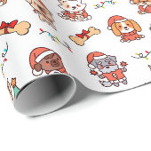 Schattigee kerst Puppies inpakpapier (Rol Hoek)